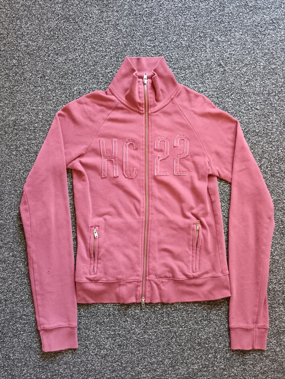 Fade Worn Holes Distressed Hollister Full Zip Sweatshirt Medium HC22